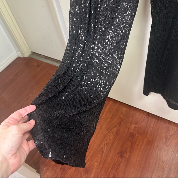 Miss Avenue Black Comet Sparkly Sequin Surplice Deep V-Neckline Jumpsuit NWT 2X - Picture 8 of 16